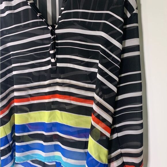 A.n.a. Petite Medium Multicolor Stripe‎ Blouse - Picture 2 of 5